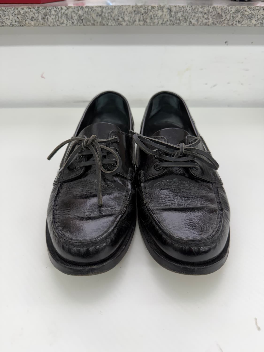 정품) 생로랑 남성 블랙 가죽 보트 슈즈 로퍼 42(265) 상품이미지1