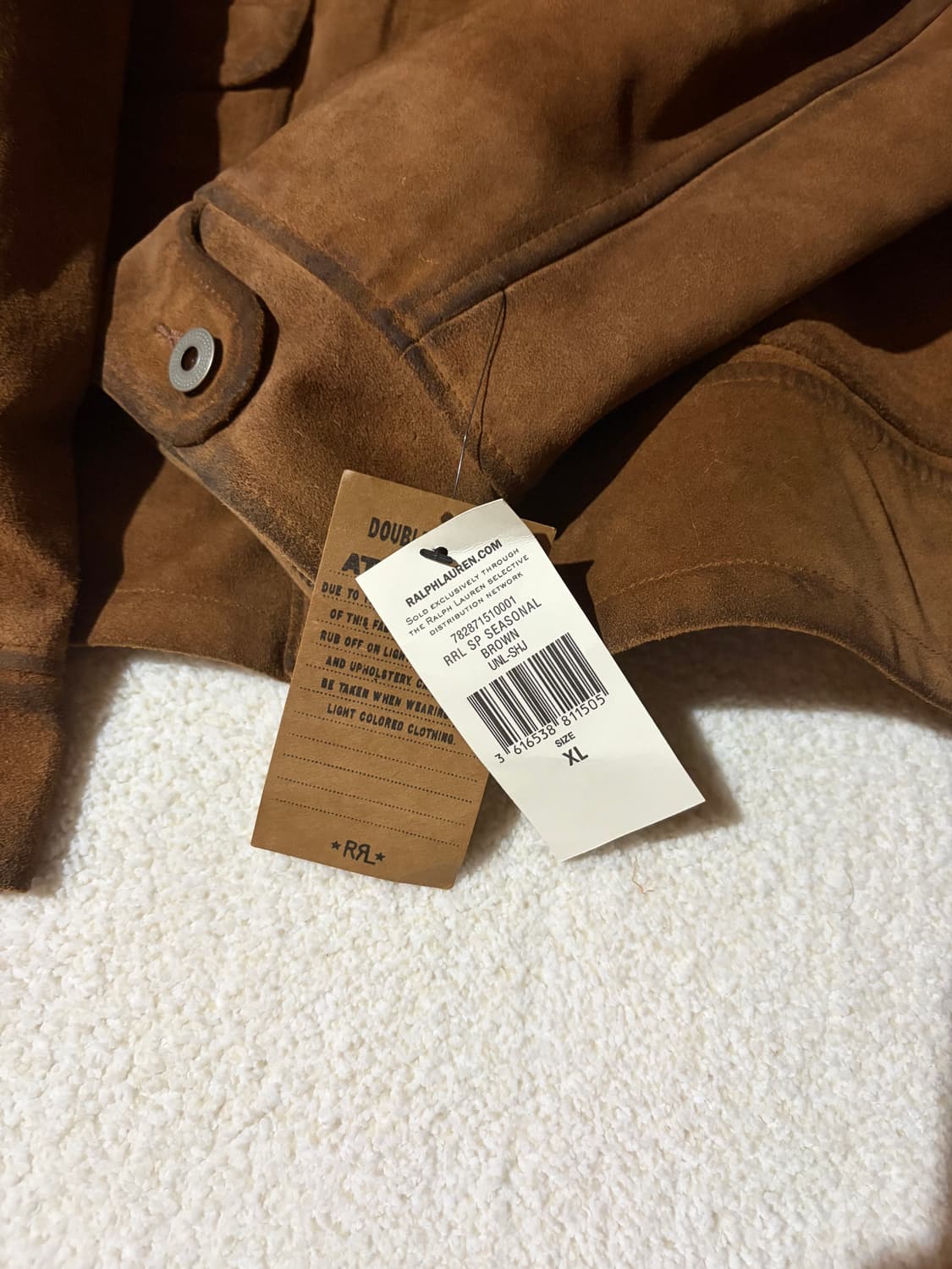 [새상품]더블알엘 러프아웃 스웨이드 자켓 브라운 상품이미지3