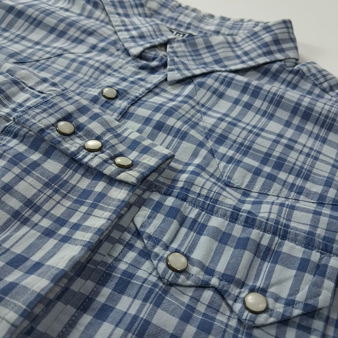 CK557 2XL 폴로 90s 웨스턴체크 블루 셔츠 남방 상품이미지4