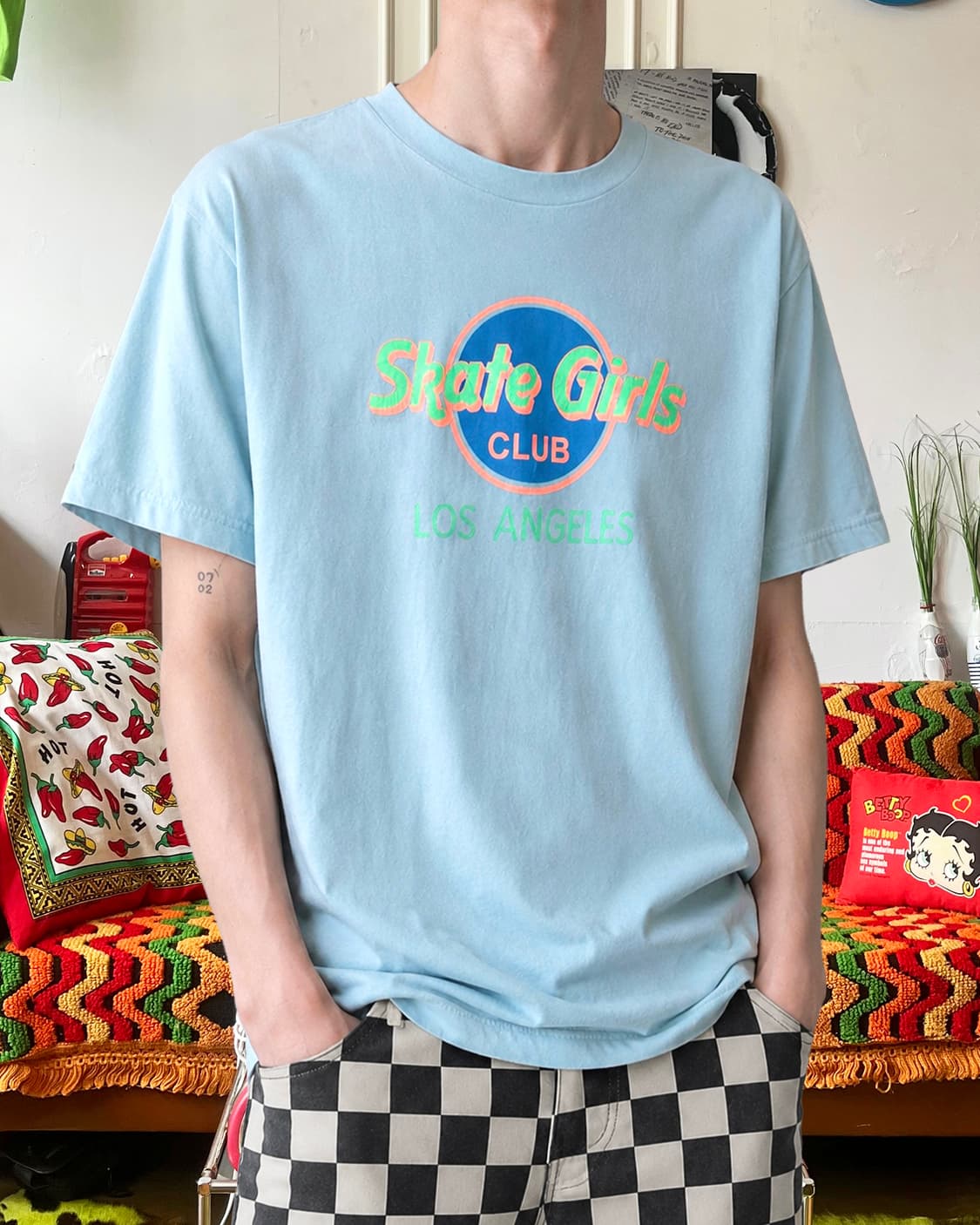 “Skate Girls CLUB” Parody Print T-Shirt 상품이미지2