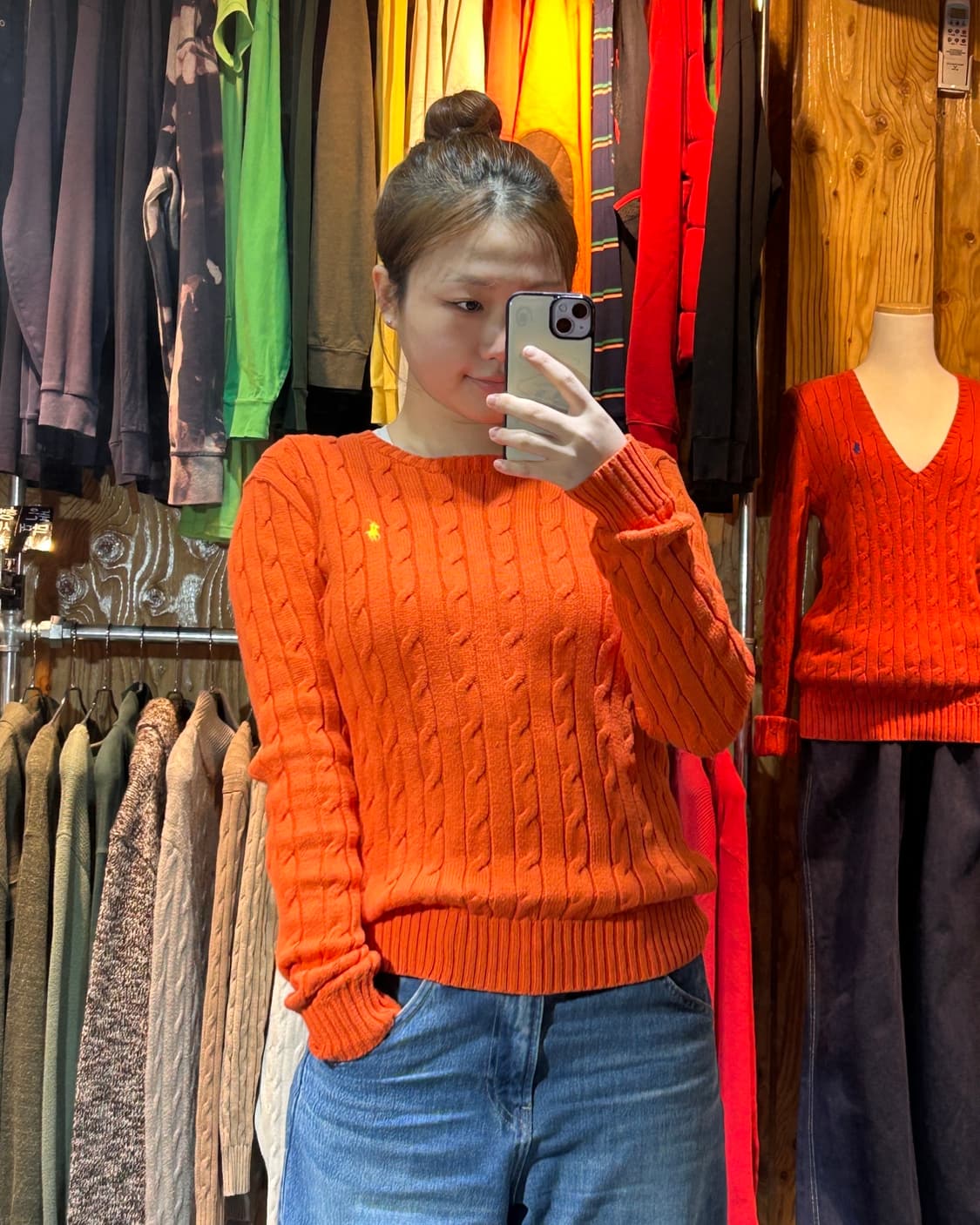 M 폴로 랄프로렌 옐로우포니 오렌지 케이블 니트 상품이미지1