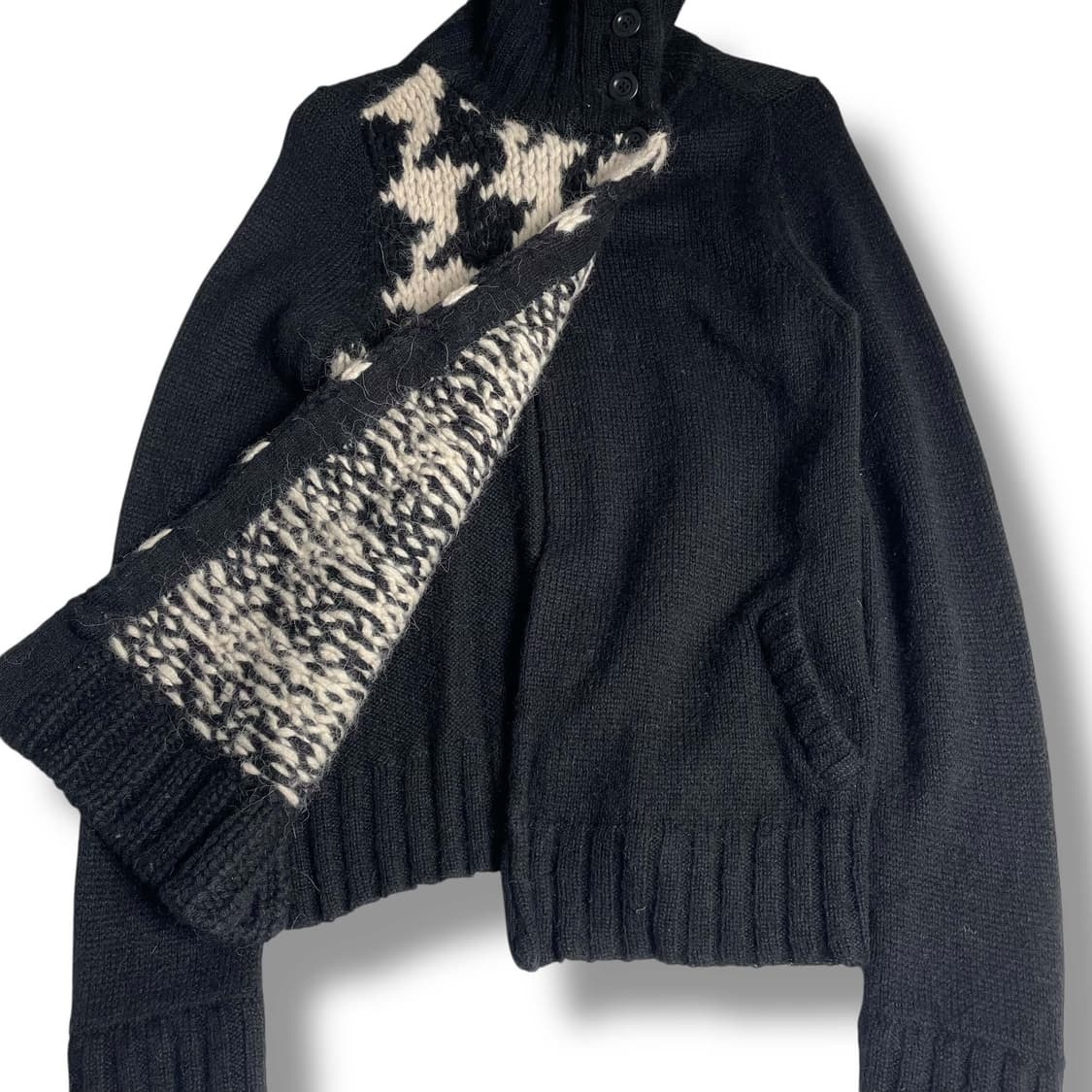 A/T 알파카 블렌드 하운드투스 체크 언밸런스 하이넥 자켓 상품이미지5