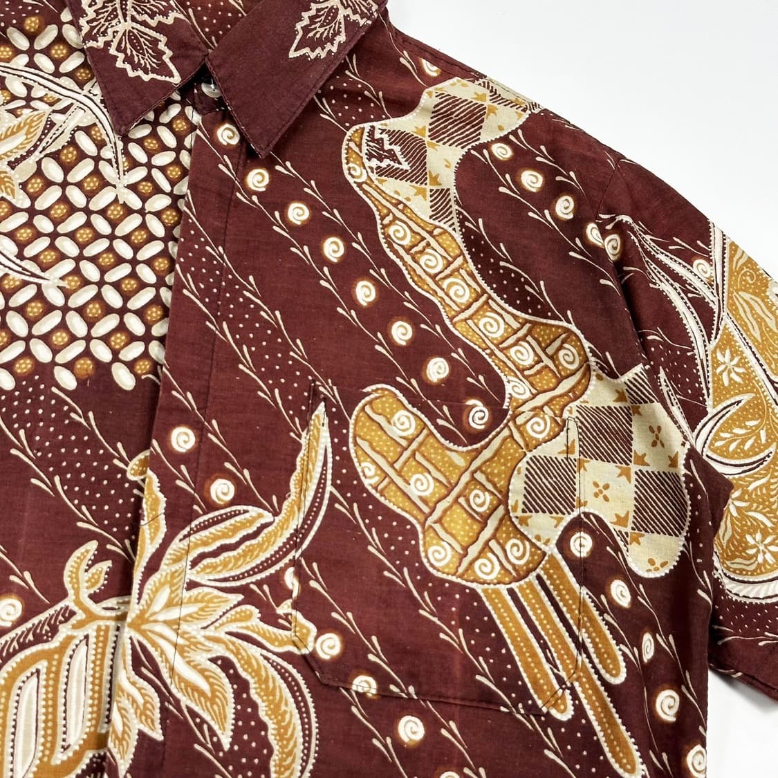 VTG 빈티지 버건디 하와이안 반팔 셔츠 (M) 상품이미지3