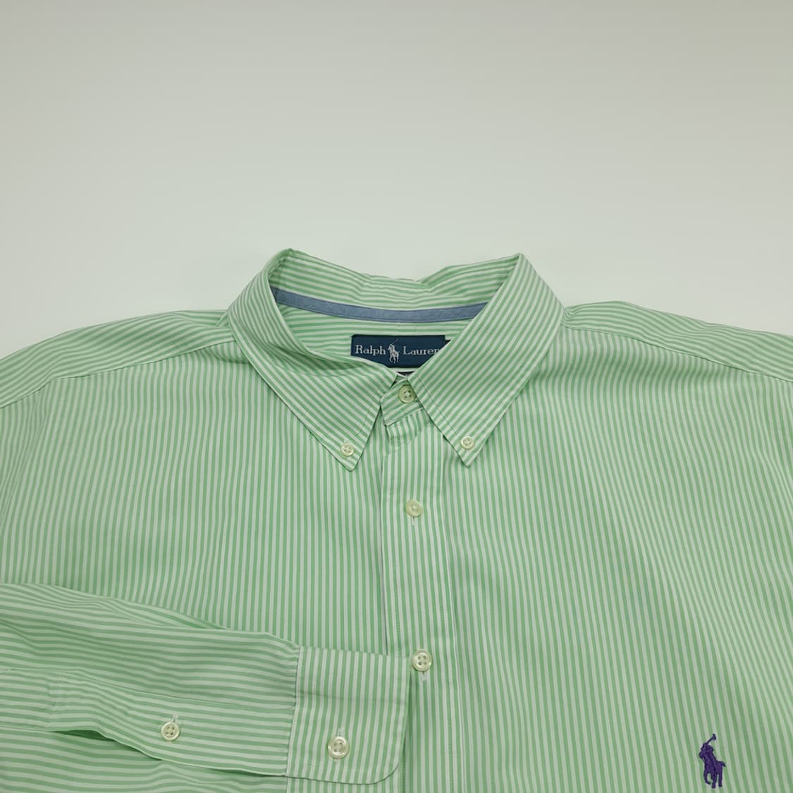 CN772 4XLT 폴로 랄프로렌 그린 스트라이프 긴팔 셔츠 남방 상품이미지3