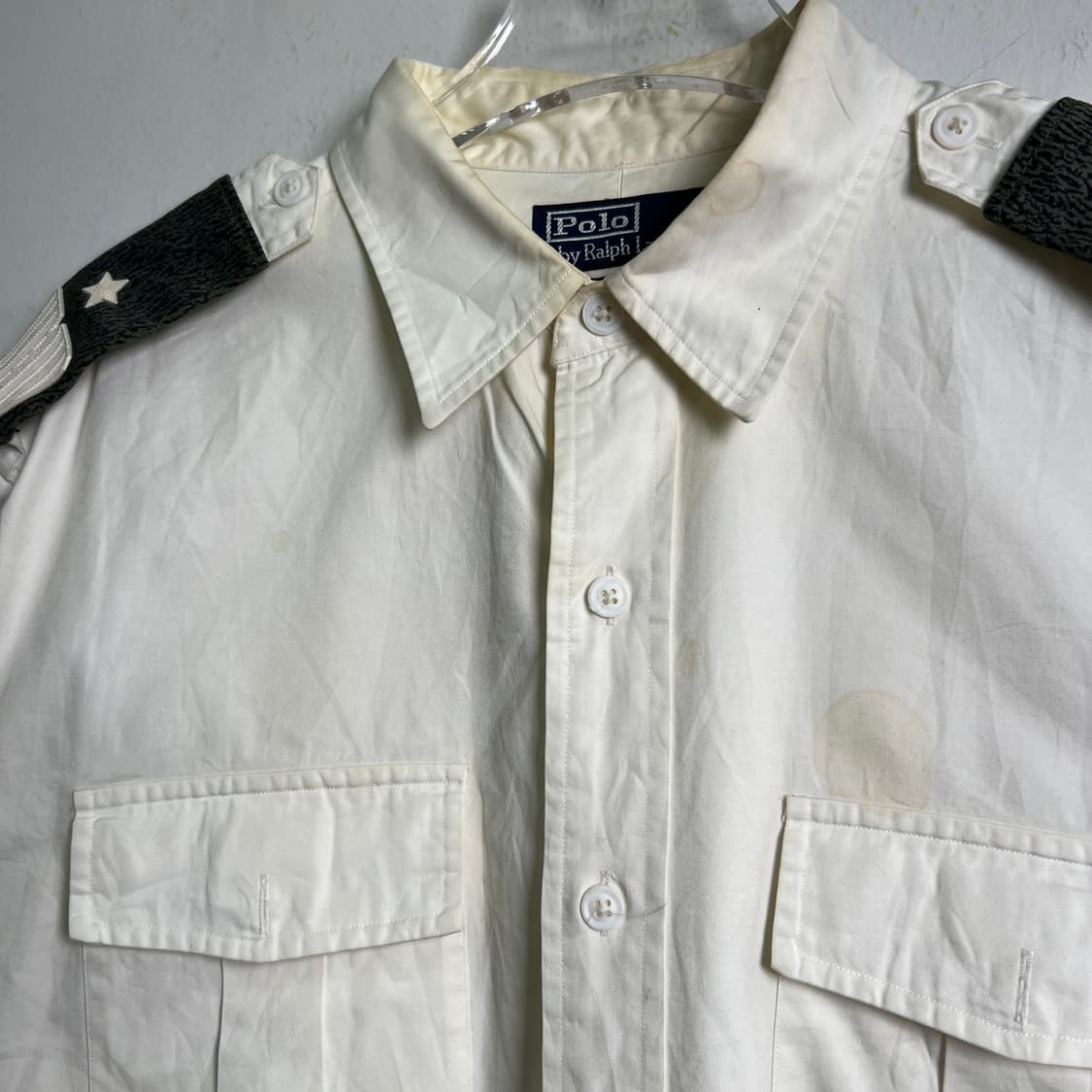 폴로 랄프로렌 화이트 견장 밀리터리 셔츠 L 상품이미지7