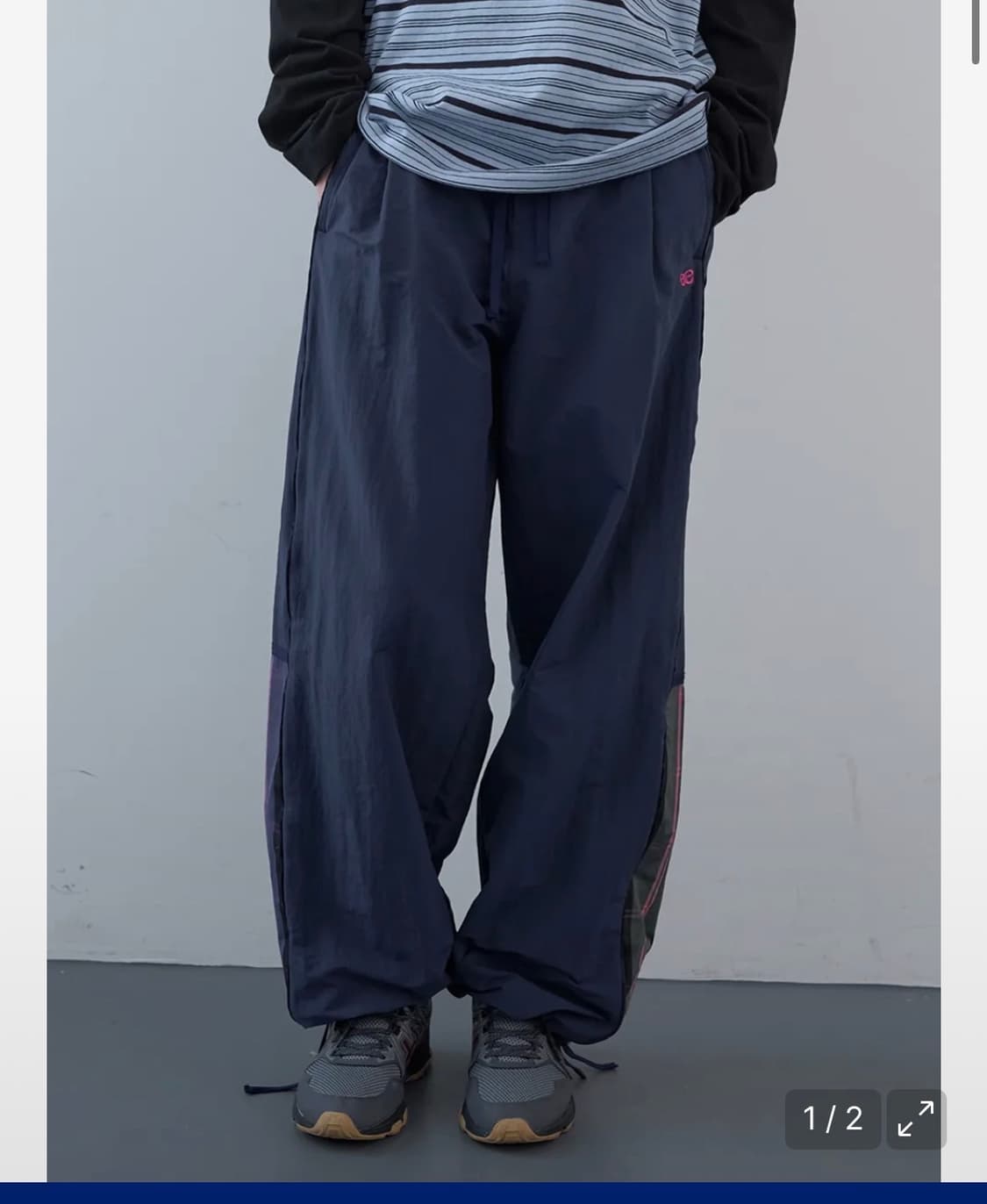 구해요)) 엔조 블루스 체크 블럭 트랙 팬츠 (Navy) 상품이미지1