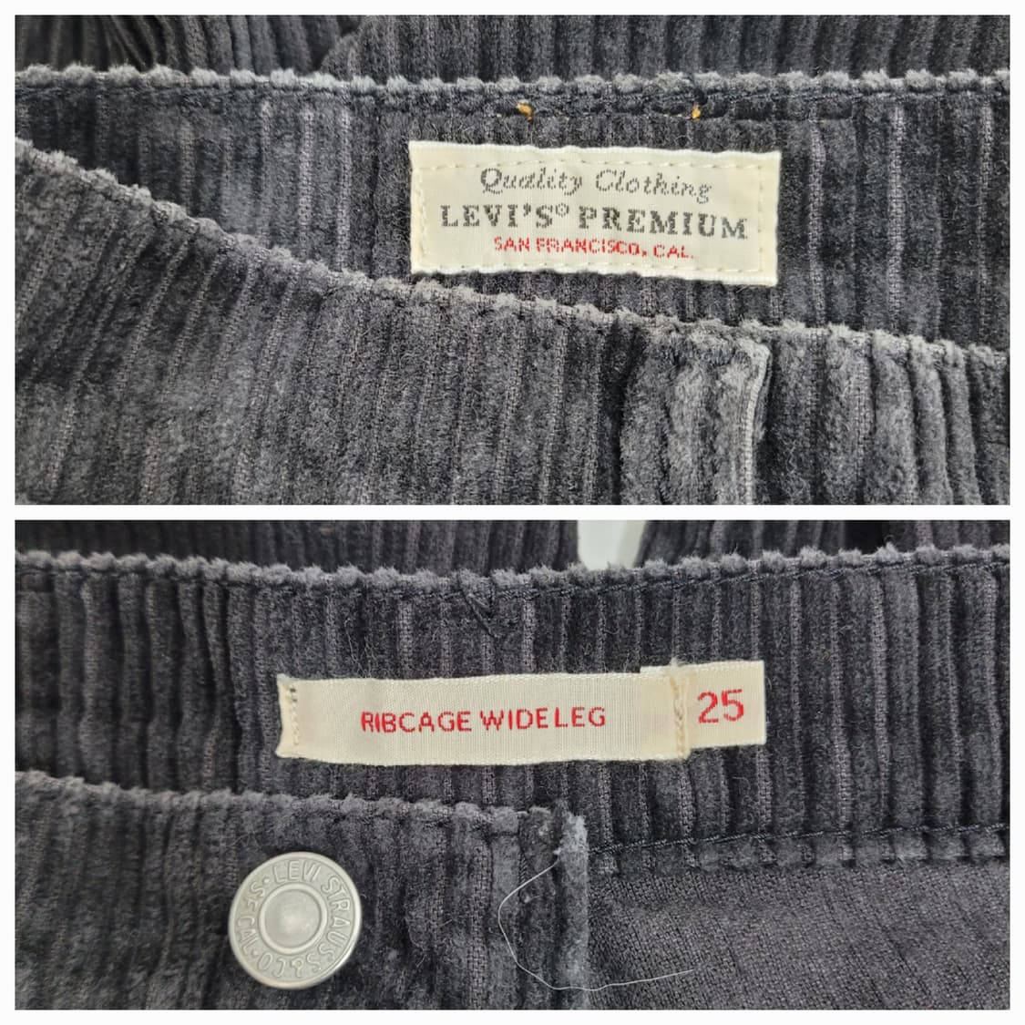 LEVI'S 리바이스 코듀로이 와이드 팬츠 / 여 25 블랙 차콜 상품이미지8