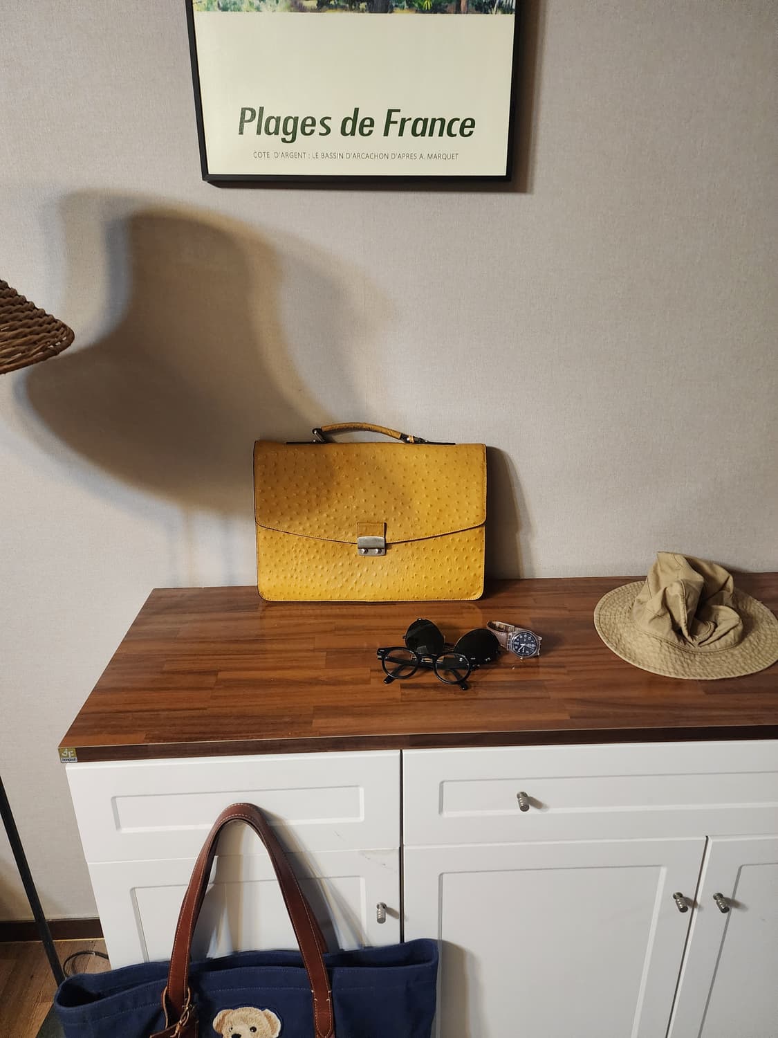 루치카 옐로우 엠보 타조 가죽 브리프케이스 상품이미지1