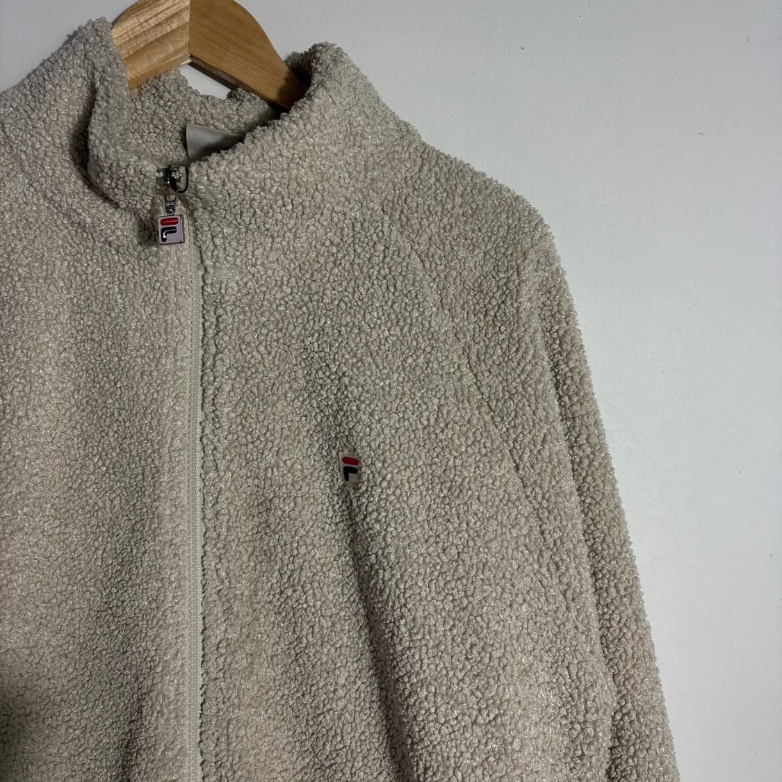 휠라 빈티지 베이지 보아 플리스 집업 자켓 (무료배송)  상품이미지4