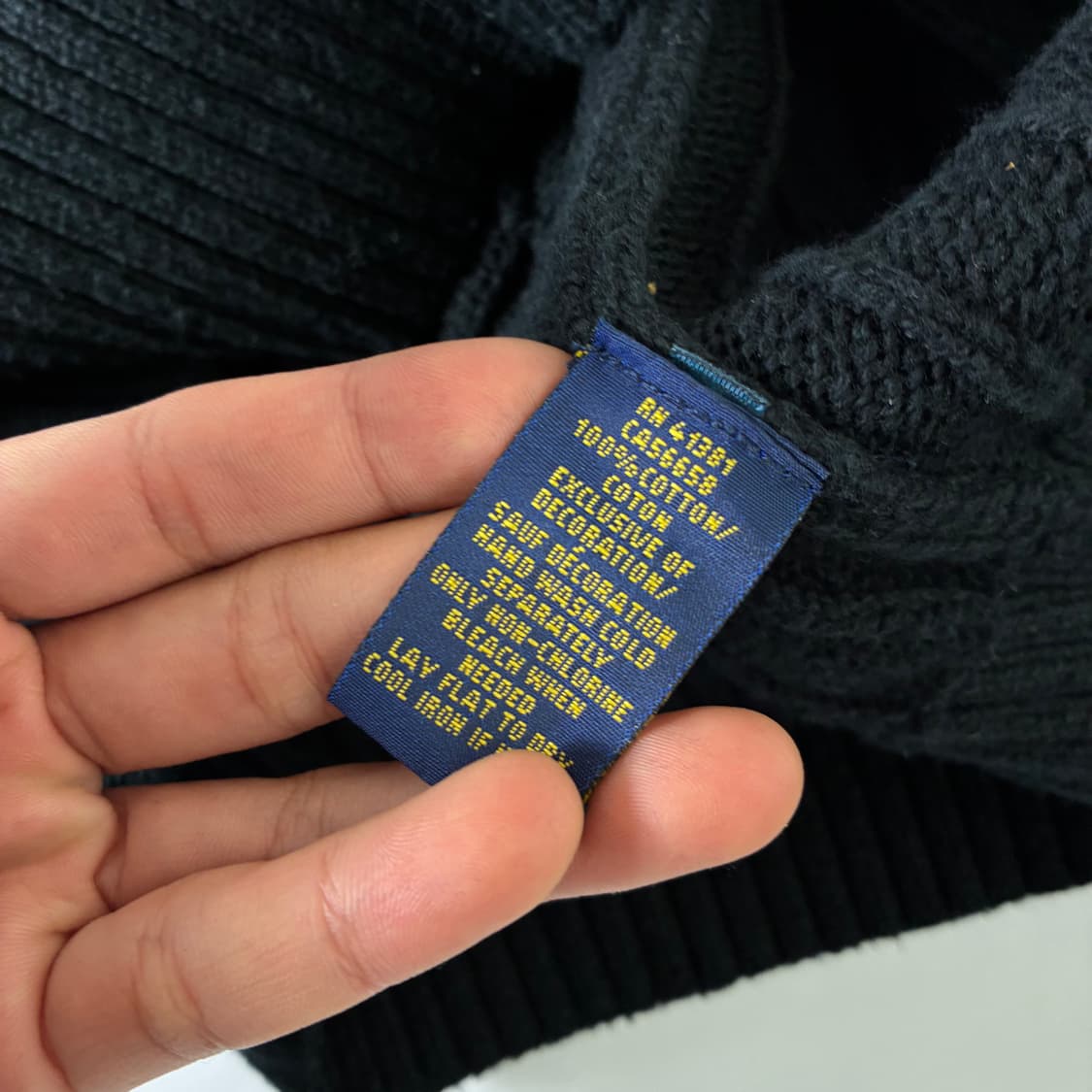 Polo  폴로 랄프로렌 자수 코튼 블랙 꽈배기 니트  상품이미지5