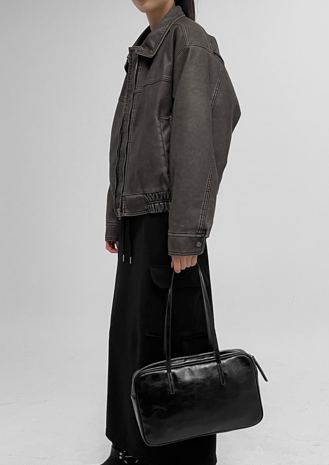 블랙업 레더 점퍼 상품이미지5