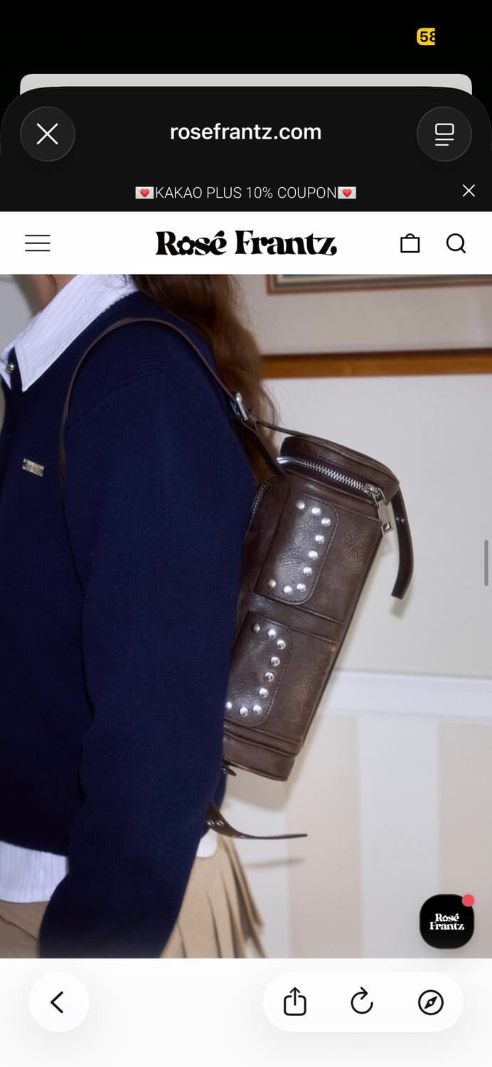 새제품/ 로제프란츠 멀티 포켓 스터드 숄더백 토트백 브라운 레더 상품이미지4