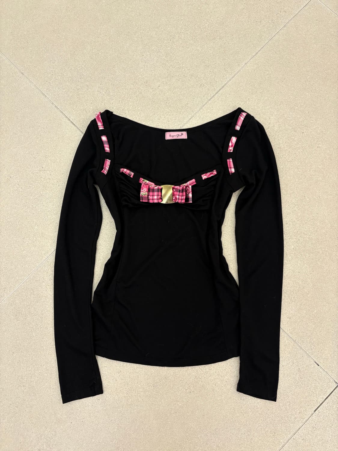 sugar gloss mars 핑크 체크 블라우스 상품이미지1