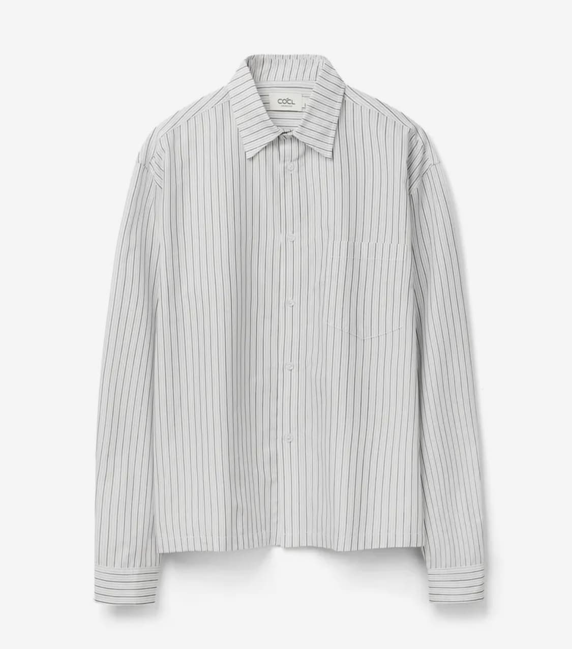 COCLX삭형] 스트라이프 세미 크롭 롱 슬리브 셔츠 2 COLOR CO 상품이미지1