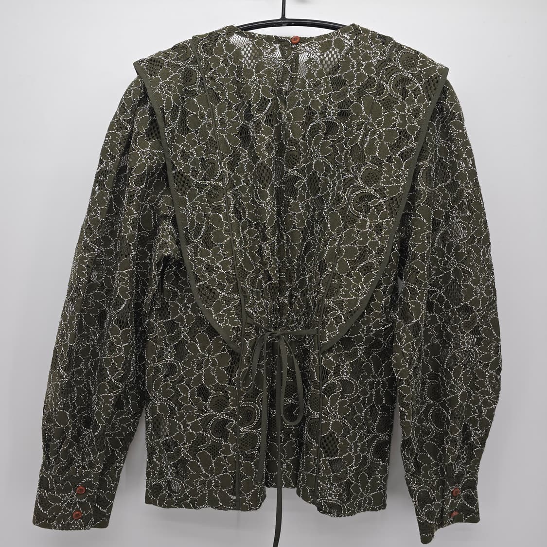 카키색 레이스 블라우스 빅카라 긴팔 상품이미지6