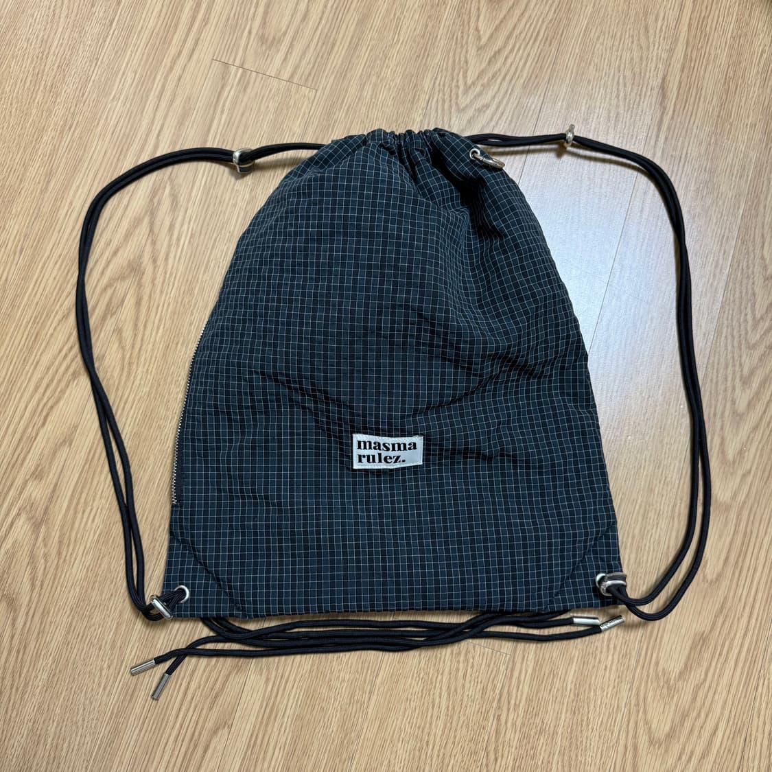 마스마룰즈 체크 드로우스트링 백팩 짐색 스트링백 가방 상품이미지2
