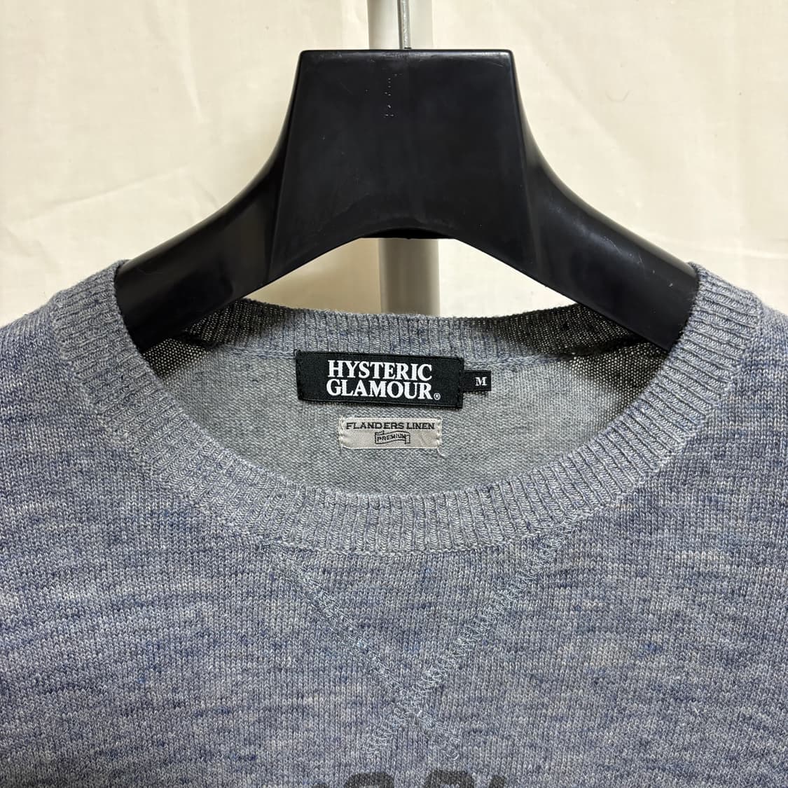 히스테릭글래머 린넨 그래픽 니트 스웻셔츠 / 블루그레이, M 상품이미지4