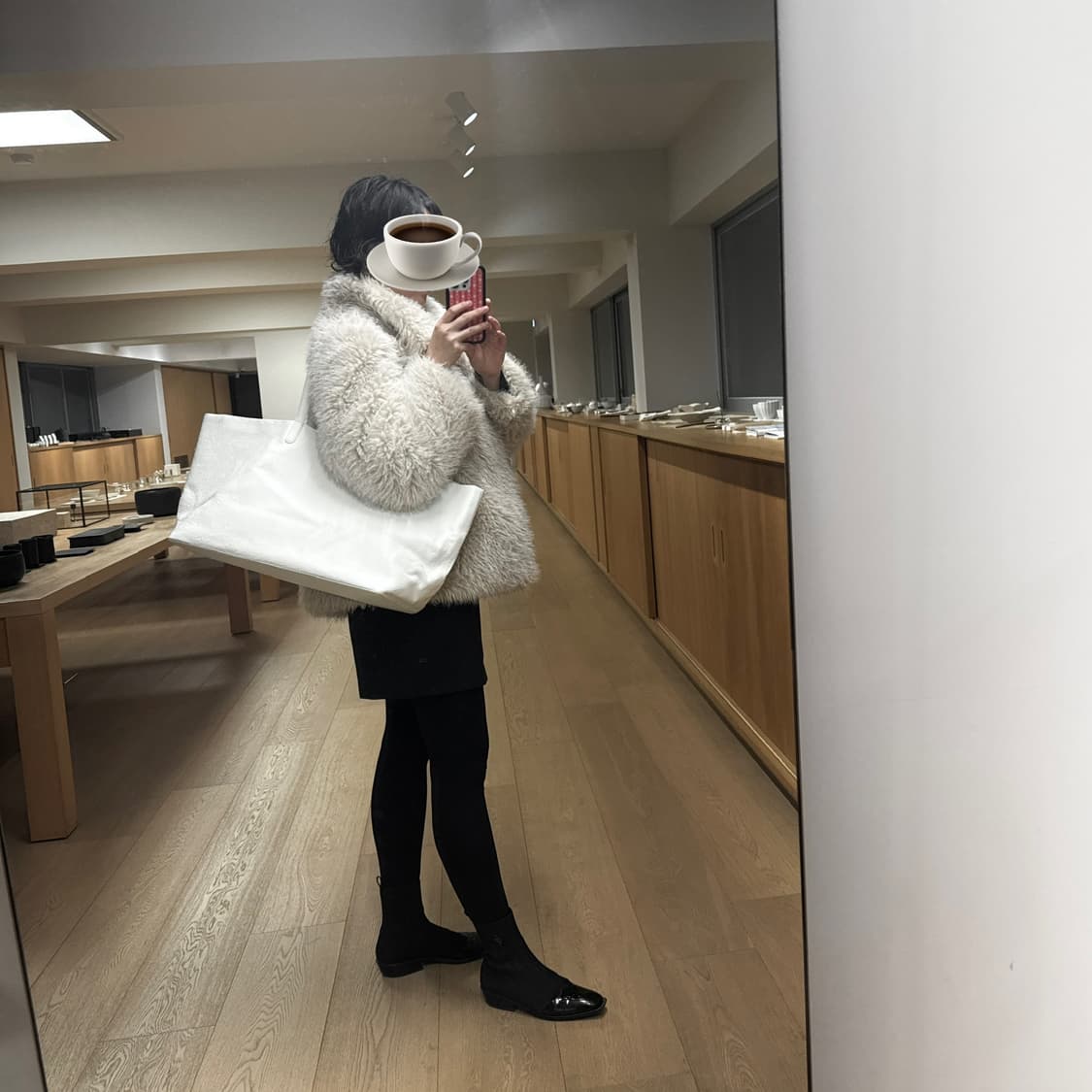 Mixxo 미쏘 베이지 퍼자켓 M (실착샷 O) 상품이미지8