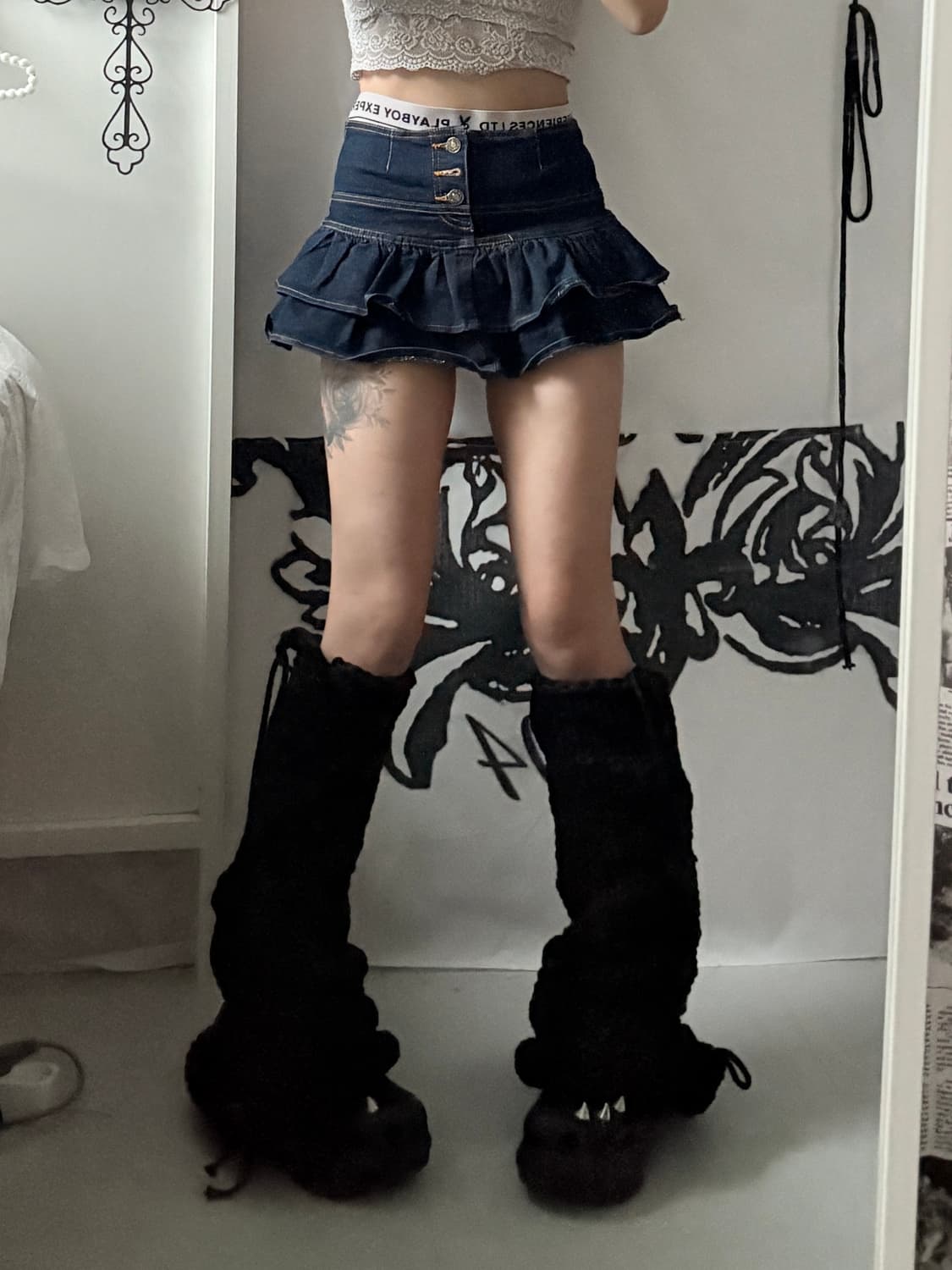 • denim cancan button skirt 상품이미지2