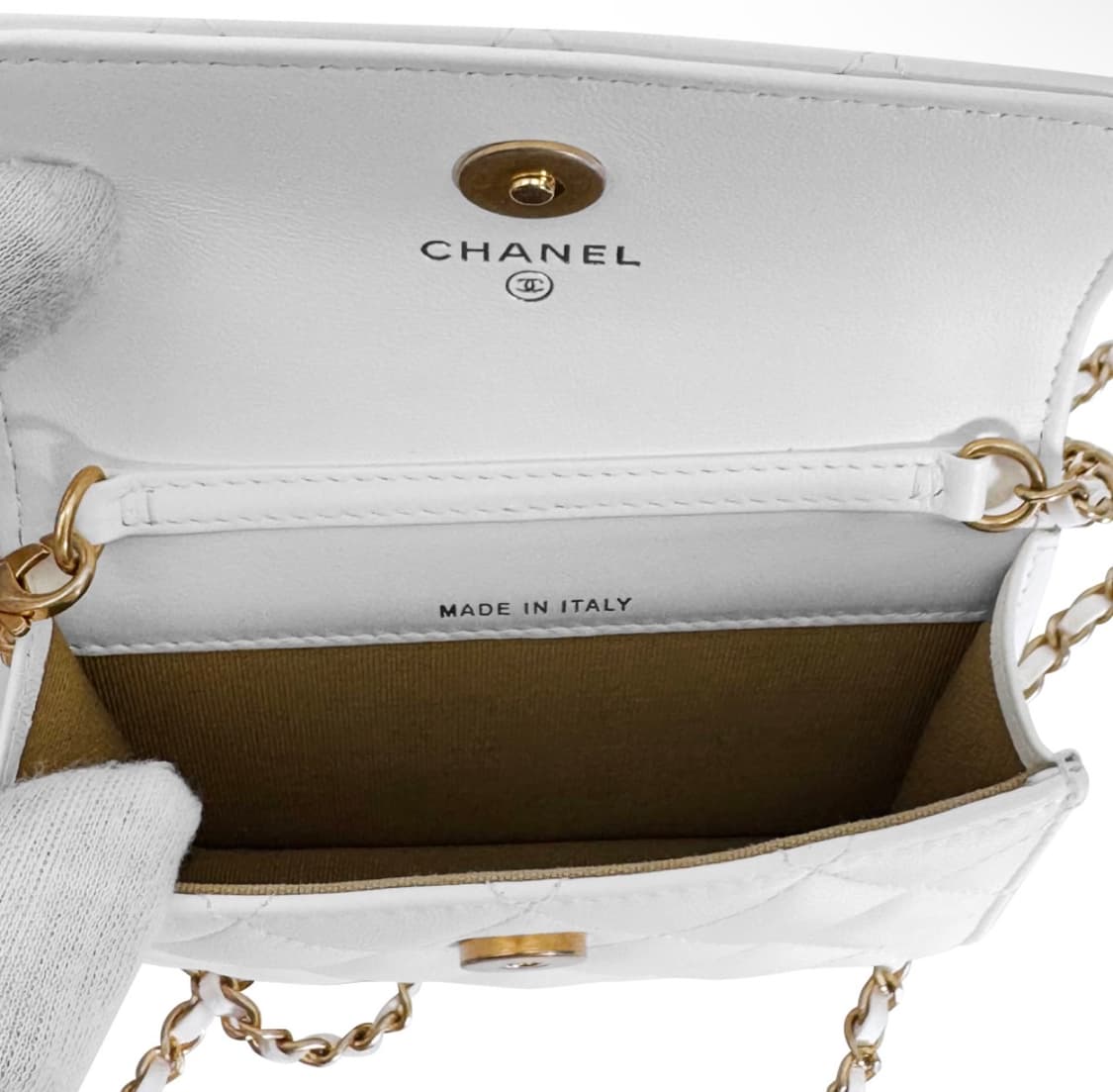[MINI] 샤넬 골든볼 체인 램스킨 크로스백 미니백 화이트 금장 미니 상품이미지9