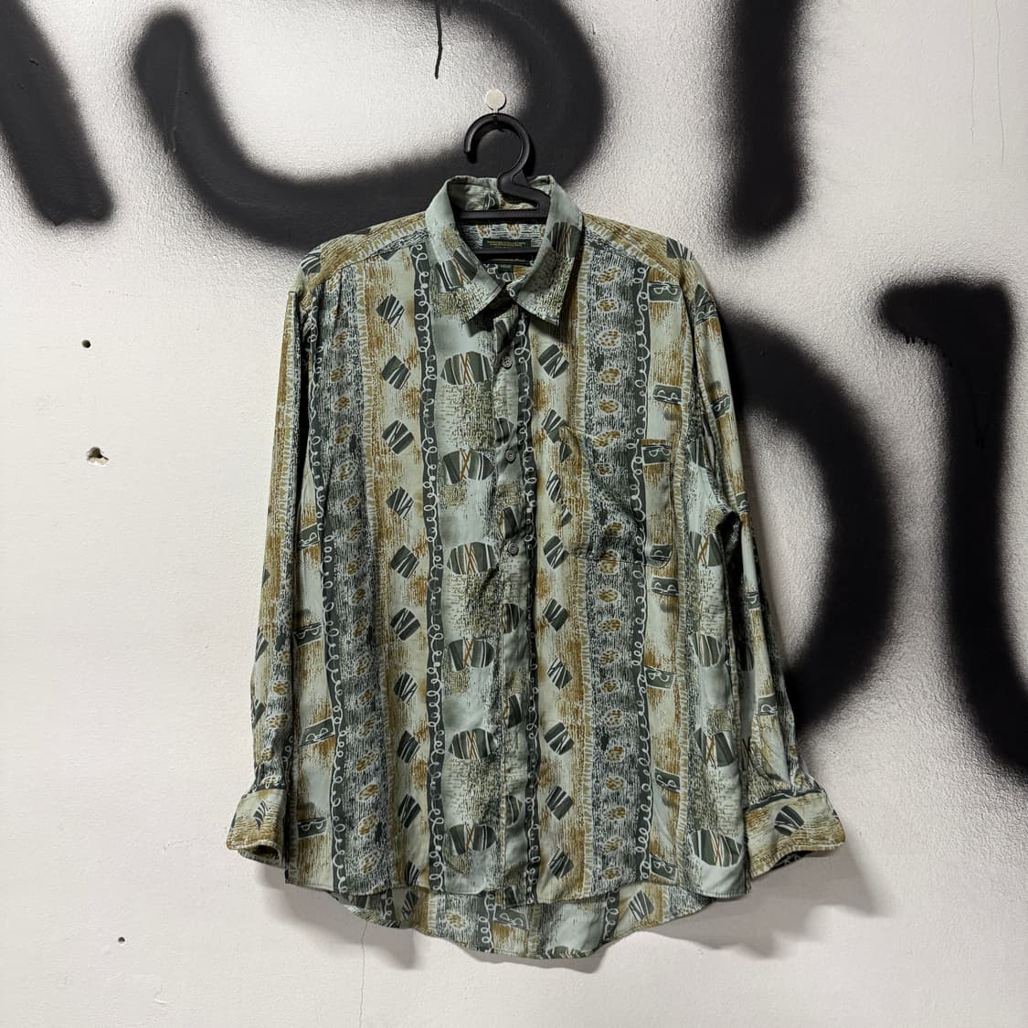 VTG 빈티지 뮤트톤 에스닉 풀패턴 원 포켓 긴팔 셔츠 상품이미지1