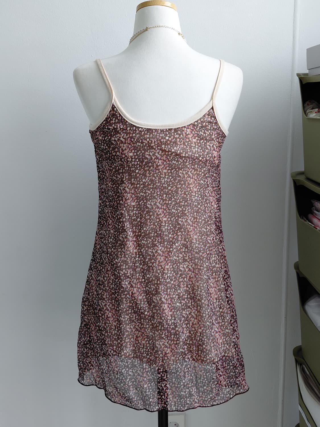 [빈티지] 플라워 시스루 미니 슬립 원피스 44~55 상품이미지3