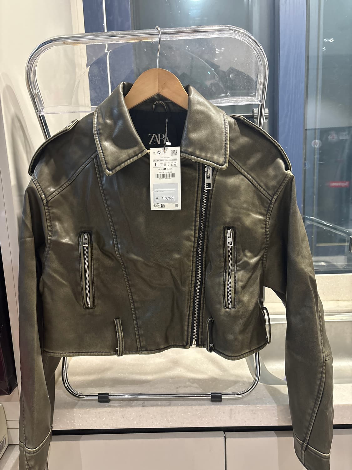 자라 크롭 레더 자켓 L 상품이미지1