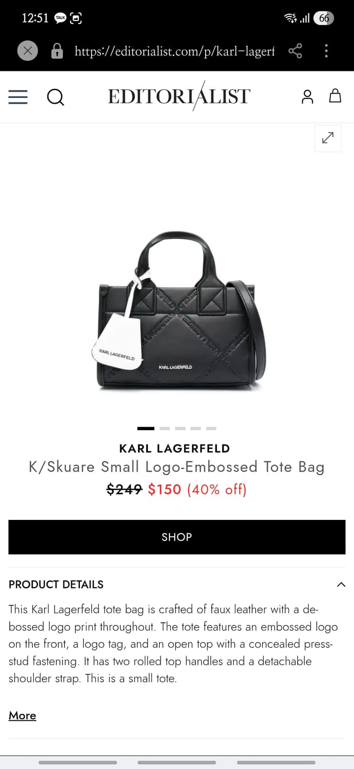 칼라거펠트 미니 토트백 (새상품) 상품이미지2