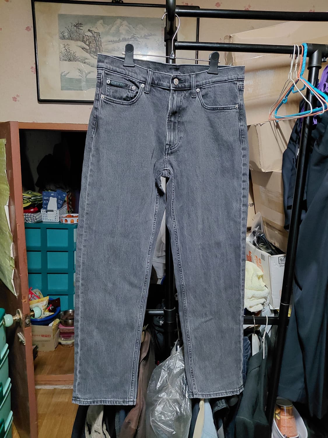 [켈빈클라인]워시블랙(흑청)테이퍼드핏 스트레치 데님 청바지 32사이즈  상품이미지1