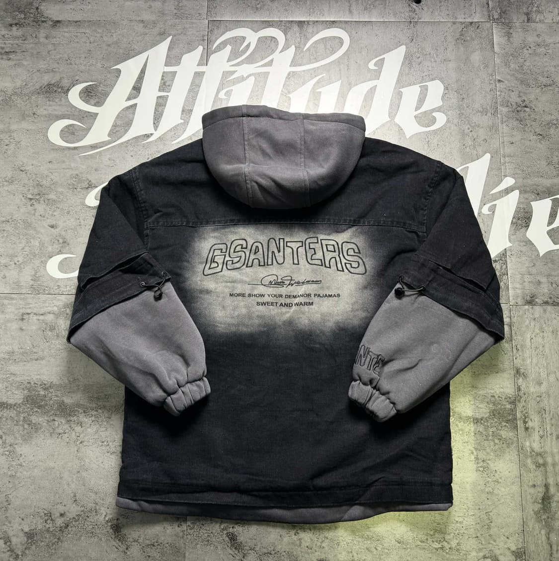 스투시 데님 페이크 투피스 겨울 한정 기모 도톰 하이넥 패딩 상품이미지5