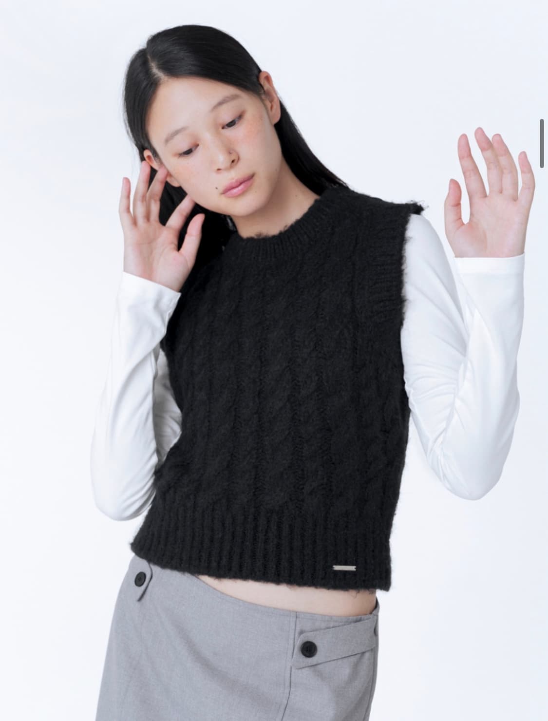 미세키 서울 Cable knit vest BLACK 상품이미지1