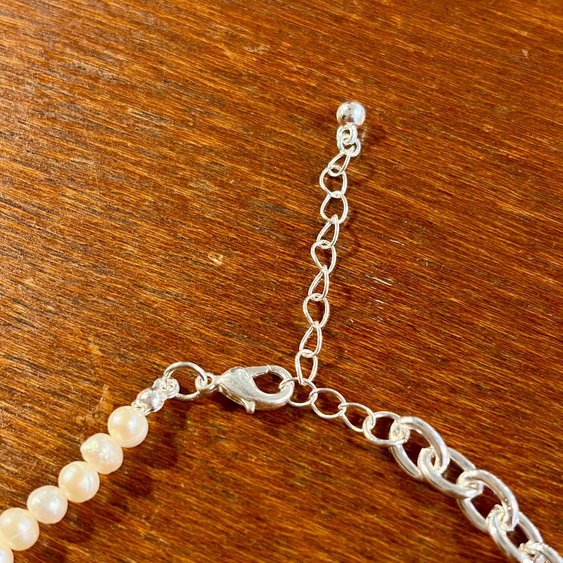 새상품 신주 실버코팅 진주체인 목걸이 상품이미지4