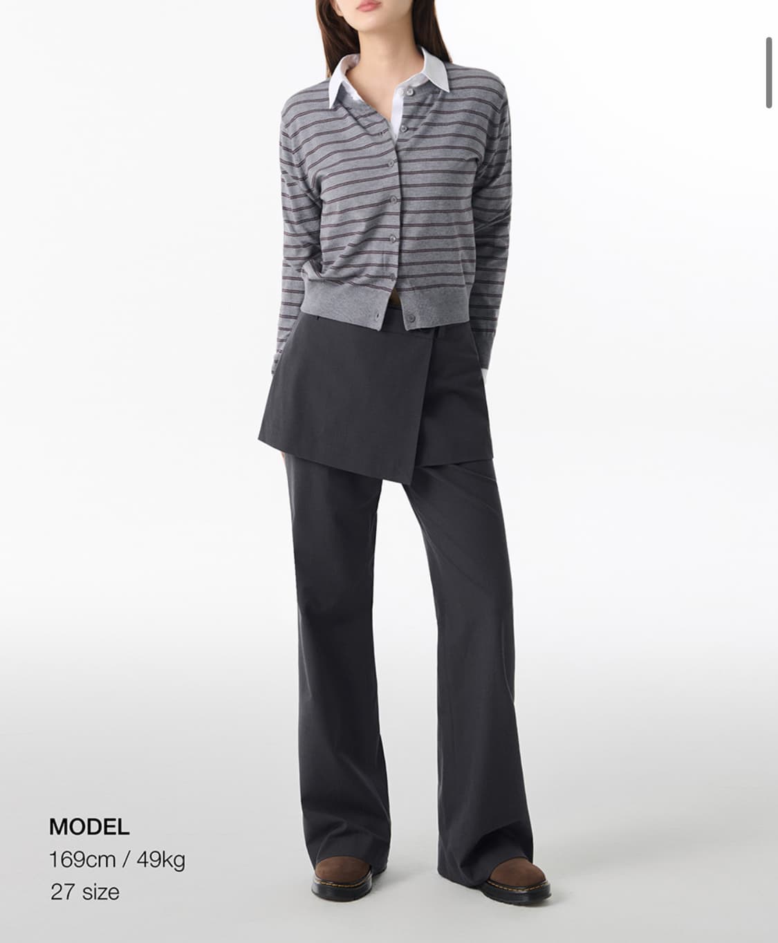 무신사 스탠다드 우먼즈 랩 스커트 레이어드 슬랙스 [그레이] 상품이미지2