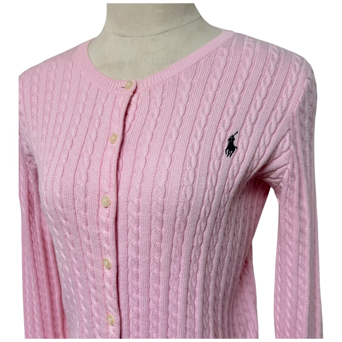 3674 랄프로렌 폴로 연핑크 꽈베기 니트가디건 상품이미지2