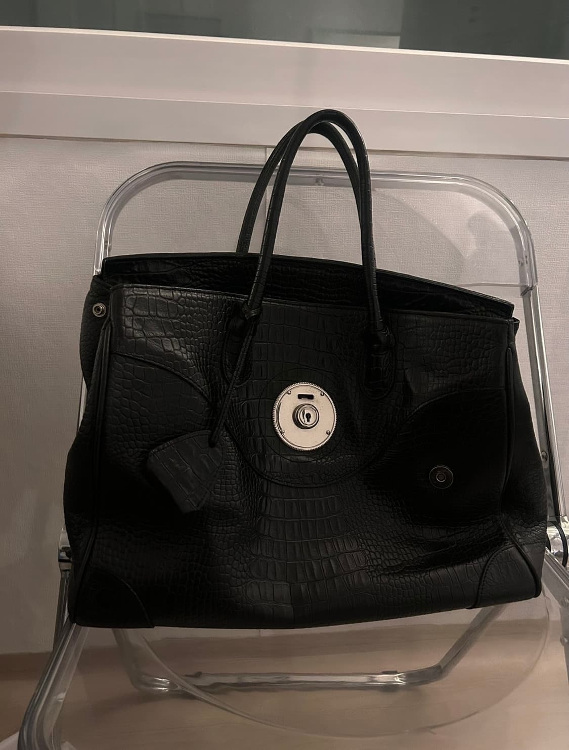 대대장 와투케y2k악어가죽 블랙 실버 토트백  상품이미지3