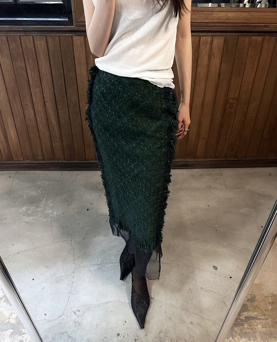 SACAI chiffon mix tweed skirt 상품이미지1