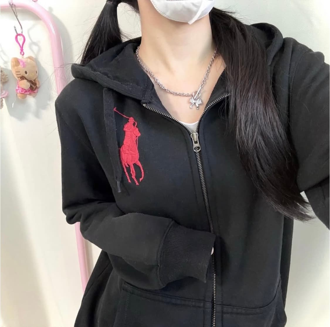 폴로 빅포니 검빨 후드집업 상품이미지1