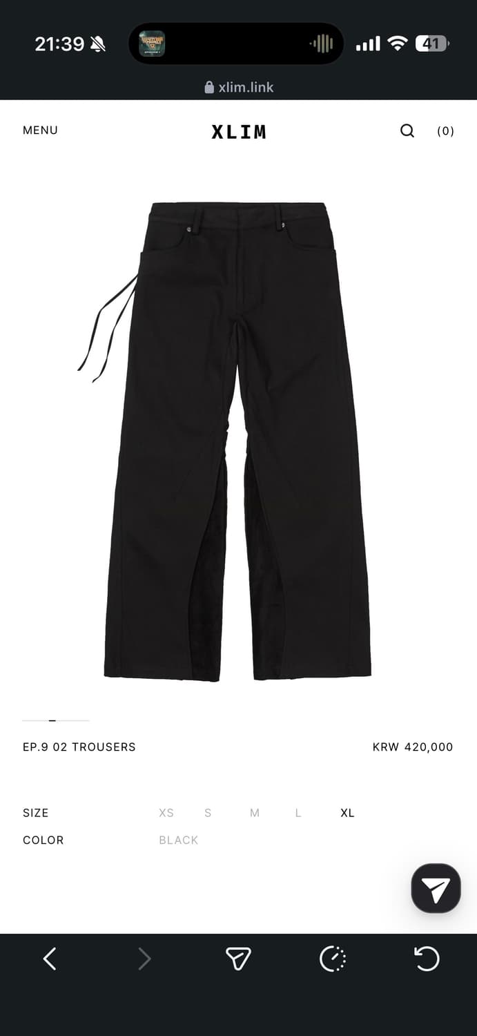 M) Xlim 엑슬림 EP.9 02 TROUSERS 블랙 팬츠 상품이미지1