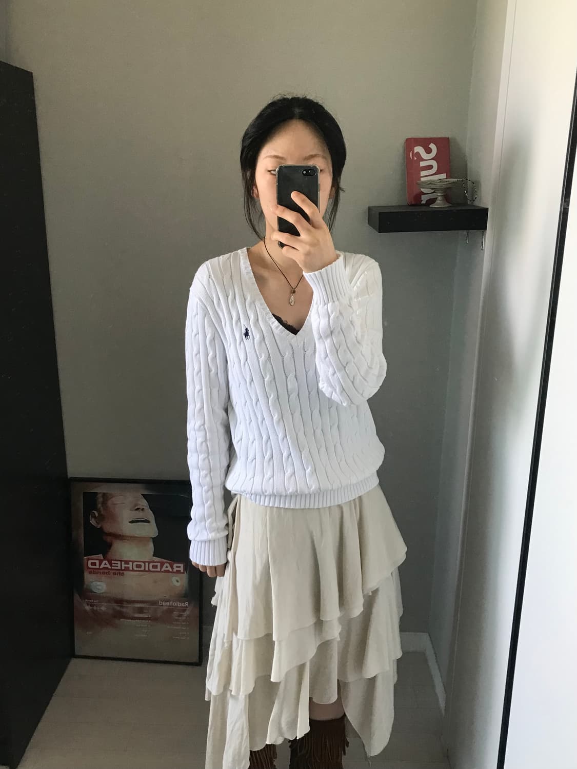 폴로 랄프로렌 포니로고 QR코드택 케이블 브이넥 니트 상품이미지2