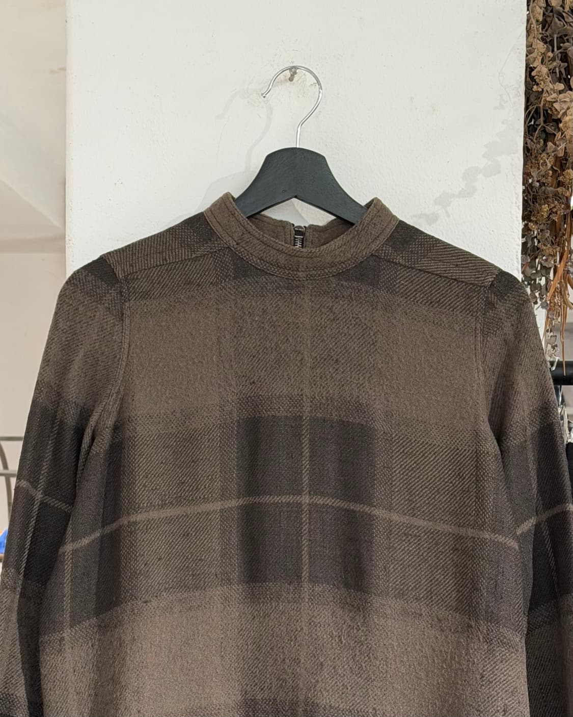 릭오웬스 카키브라운 fw18 체크 미디 원피스 상품이미지4