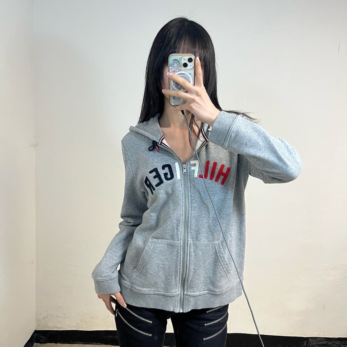 Tommy Hilfiger grey hood zip-up 상품이미지1