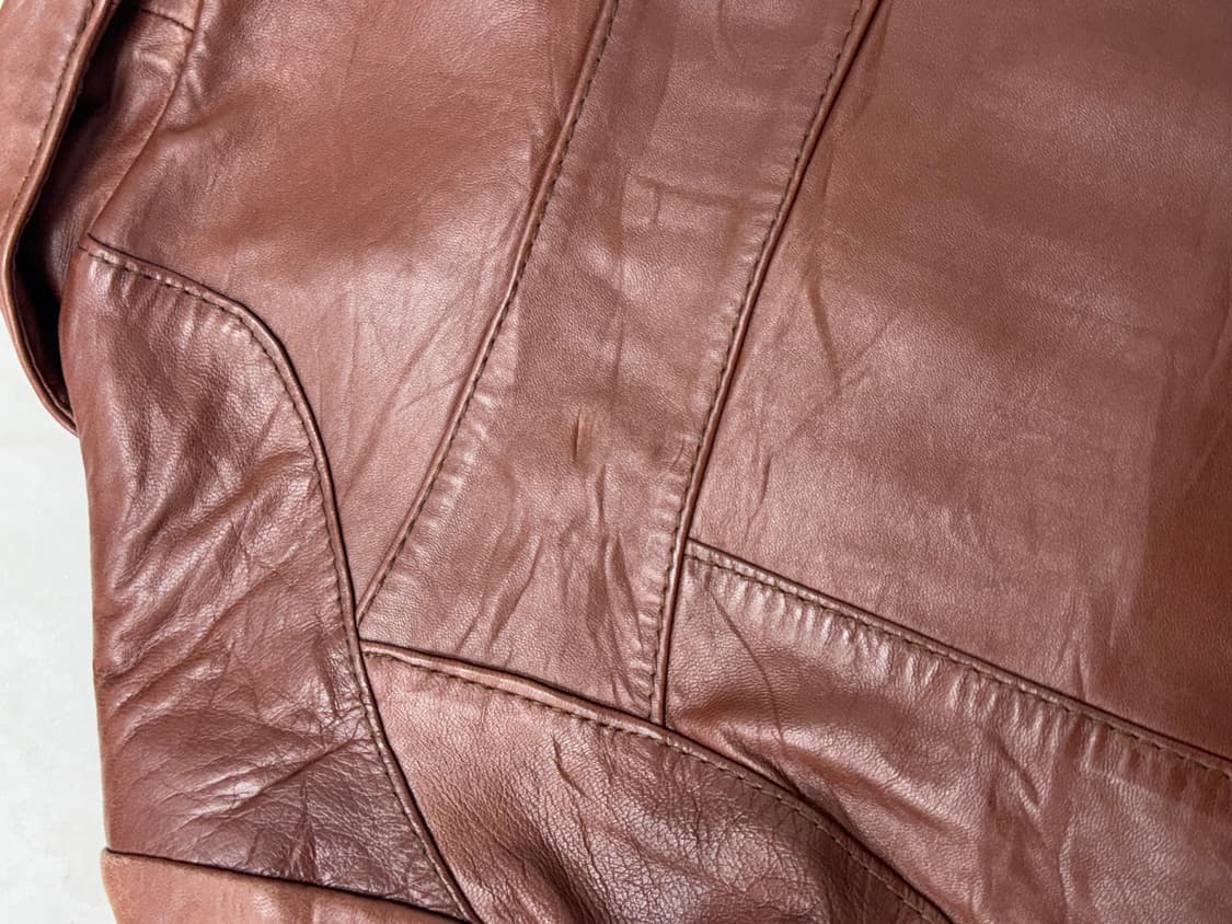 •Hongkong vintage 90s  리얼 레더 자켓 브라운 상품이미지8