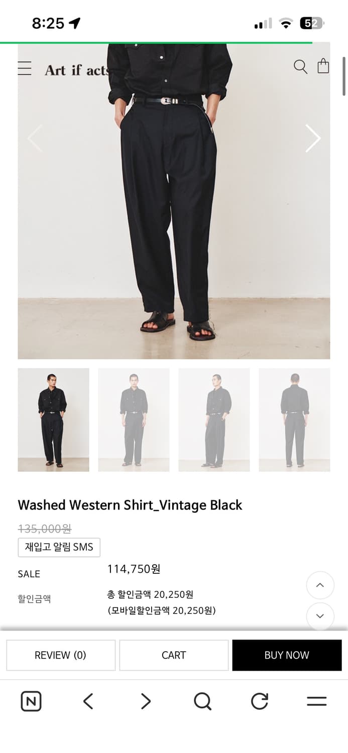 아트이프액츠 워시드 웨스턴 셔츠 블랙 XL 상품이미지1