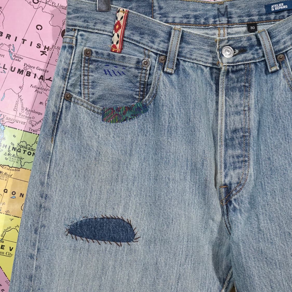 아뜰리에 리페어스 X 리바이스 501 패치워크 팬츠 상품이미지5