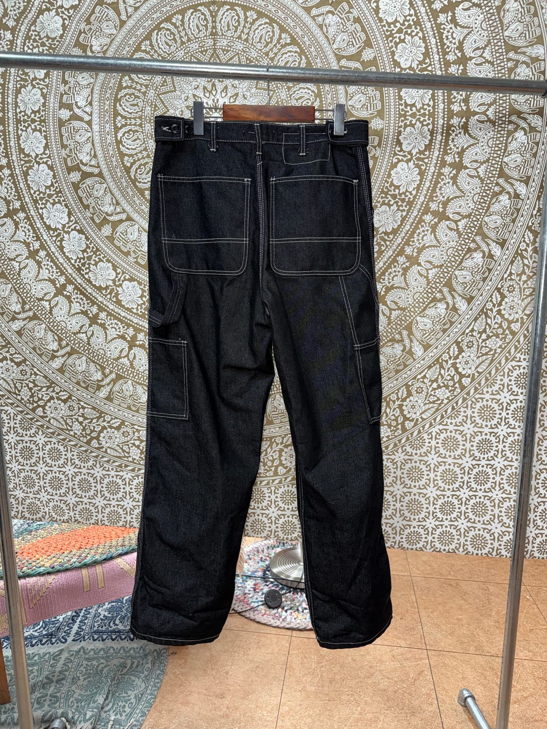 Allover 스티치 카고 흑청 카펜터 데님팬츠  상품이미지5