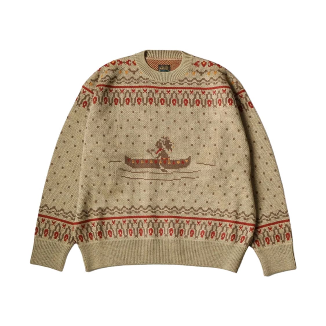 [3] 캐피탈 페어아일 크루 스웨터 카누 라이트카키 니트 kapital 상품이미지1