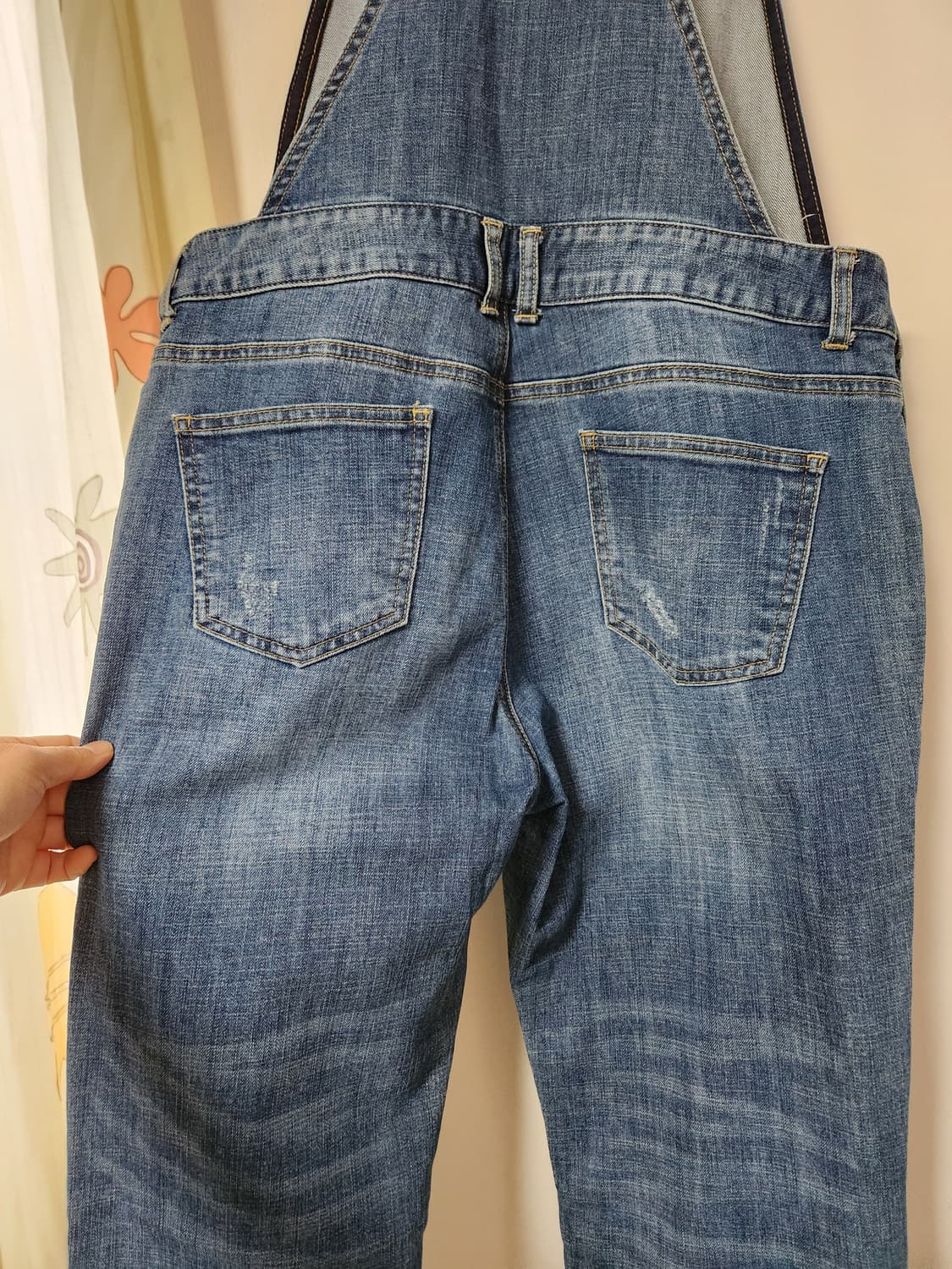 보이프랜드 데님 멜빵바지 데미지진 S~L 상품이미지6
