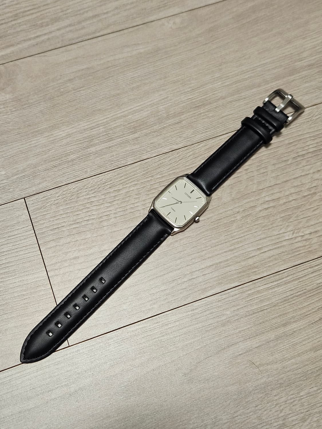 빈티지 시티즌 Forma 사각 은장 가죽 시계 상품이미지4