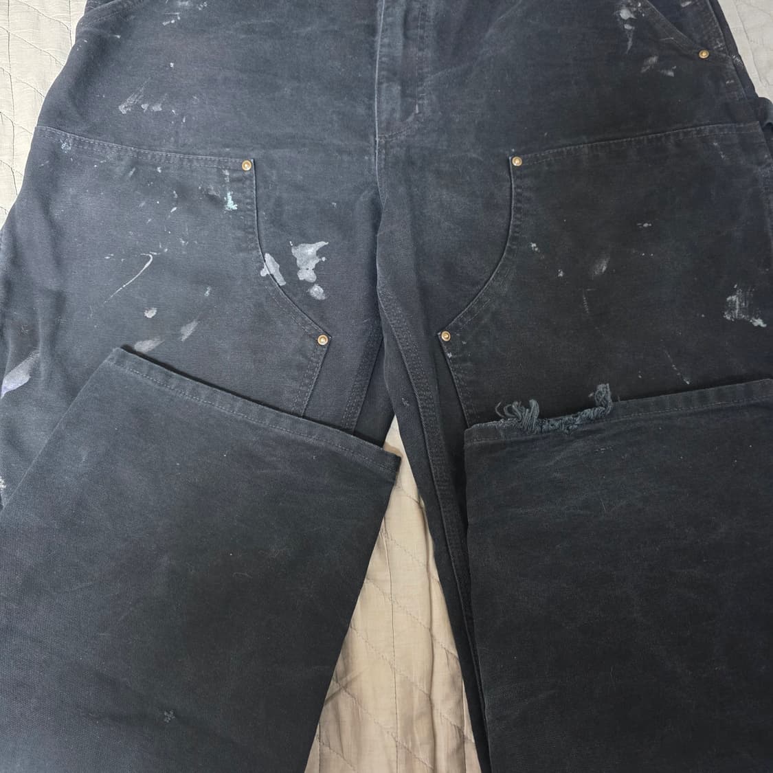 [40X30] 빈티지 칼하트 더블니 B01 BLK 워크팬츠 페인팅 BK3 상품이미지4