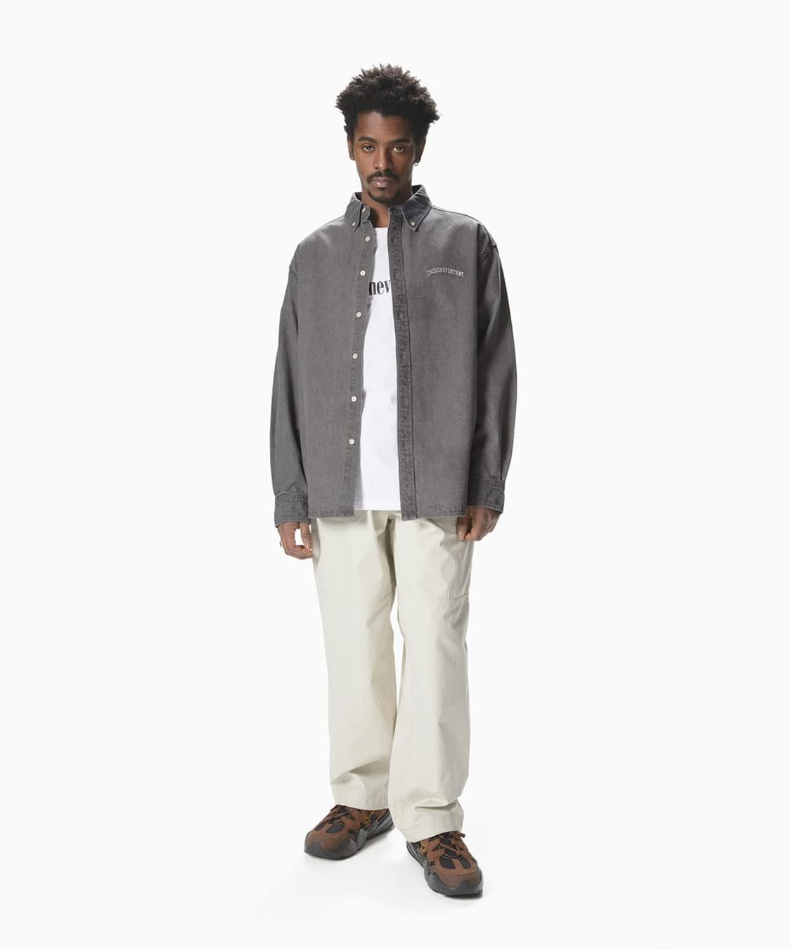 디스이즈네버댓 워시드 데님 셔츠 그레이 L 상품이미지7